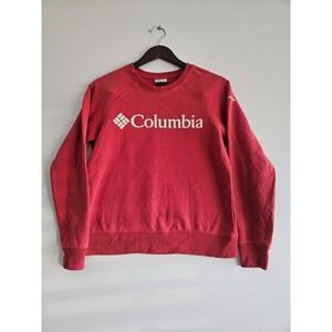 Columbia‎ Logo Crewneck Sweatshirt S Raglan Rust Red Classic Fleece Vtg